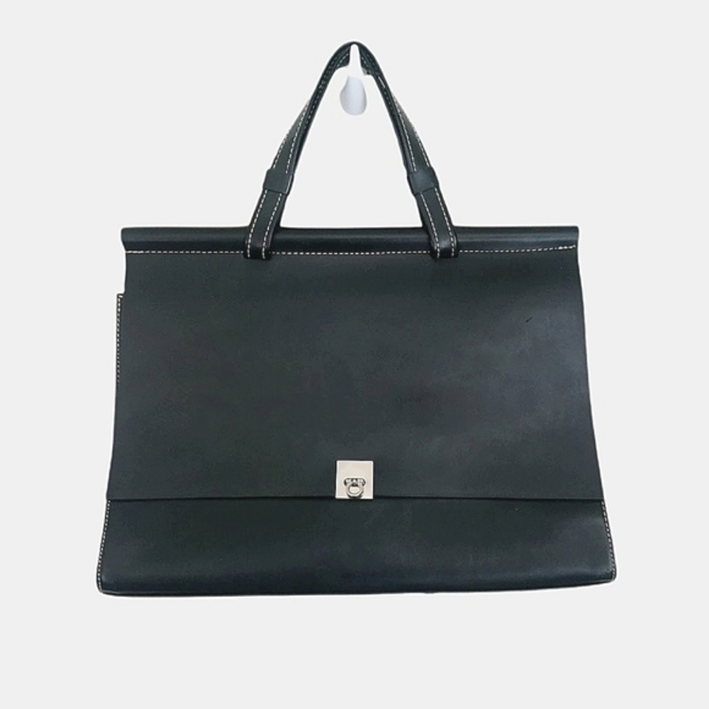 Black Rectangular Leather Laptop Or Business Bag - image 1
